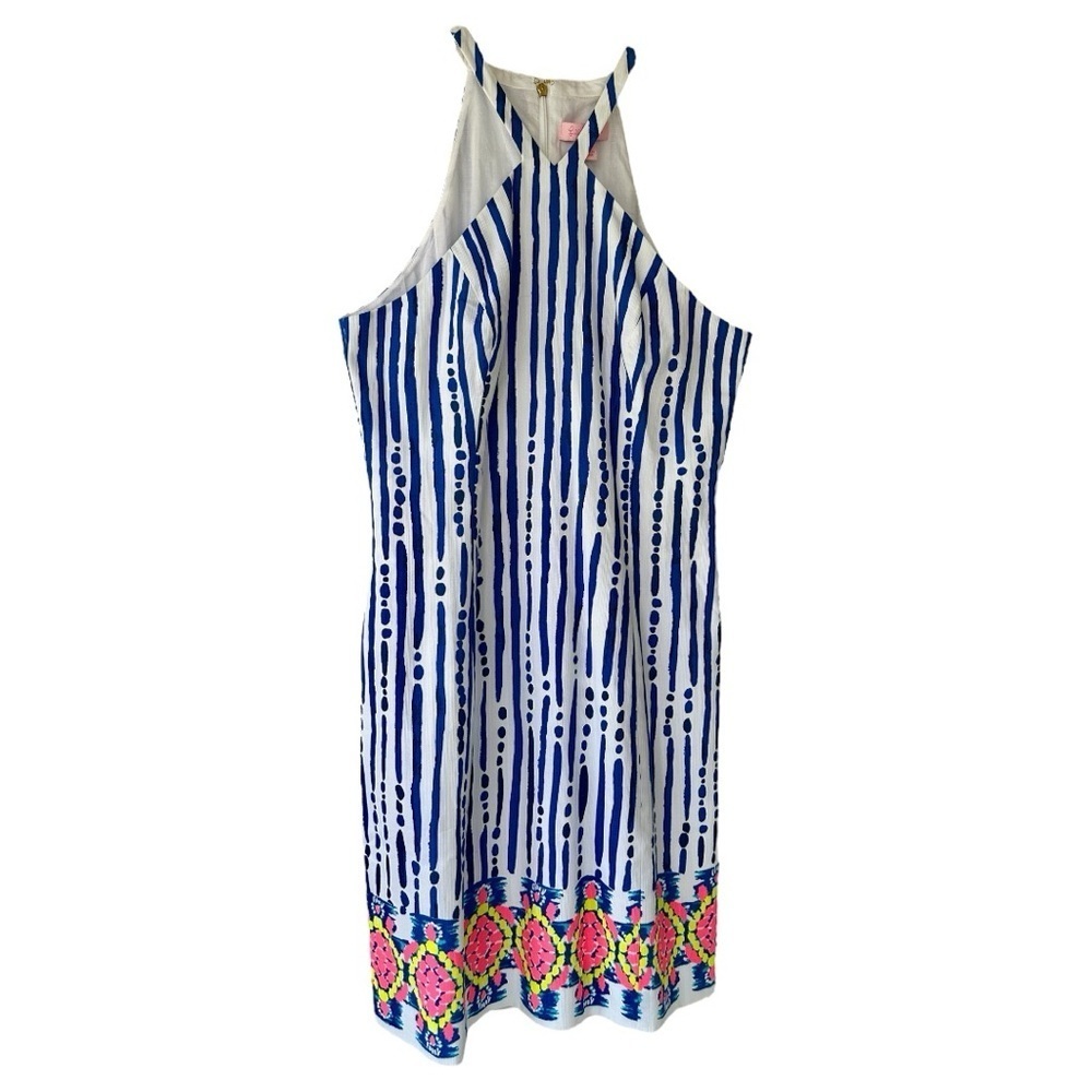 LILLY PULITZER, NWT, WOMENS, IVEIGH SHIFT DRESS IN BLUE CRUSH, BAY STRIPE.SIZE 0 - Picture 3 of 13